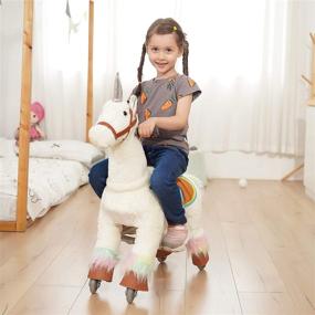 img 3 attached to 🦄 Pony Funny Ride-On Toy Unicorn Rocking Horse with Mechanical Walking Cycle - Giddy Up Cowboy! Ages 3-8