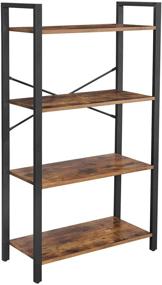 img 4 attached to 📚 VASAGLE 4-Tier Bookshelf: Stylish Industrial Design for Living Room, Bedroom, and Office, Rustic Brown ULLS60BX