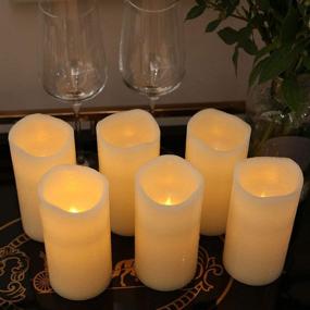 img 2 attached to 🕯️ Flickering Flameless Candles Battery-Operated Real Wax Pillar Candles H-BLOSSOM LED with 5H Timer (Pack of 6, 3x6)