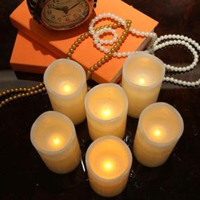 img 1 attached to 🕯️ Flickering Flameless Candles Battery-Operated Real Wax Pillar Candles H-BLOSSOM LED with 5H Timer (Pack of 6, 3x6)