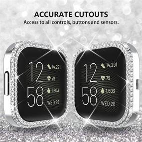 img 1 attached to π DABAOZA Compatible for Fitbit Versa 2 Case: 2 Pack of Elegant Crystal Diamond Bumper Covers for Dressy Women β Silver and Black