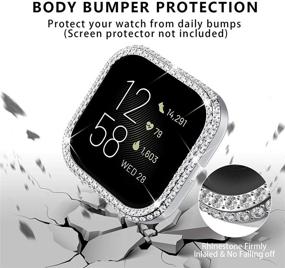 img 2 attached to π DABAOZA Compatible for Fitbit Versa 2 Case: 2 Pack of Elegant Crystal Diamond Bumper Covers for Dressy Women β Silver and Black