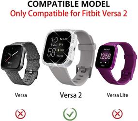 img 3 attached to π DABAOZA Compatible for Fitbit Versa 2 Case: 2 Pack of Elegant Crystal Diamond Bumper Covers for Dressy Women β Silver and Black