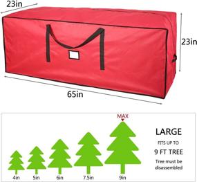 img 1 attached to Sattiyrch Christmas Tree Storage Bag - Heavy Duty Canvas Red Container 🌲 for Up to 9 ft Tall Artificial Trees, Sleek Dual Zipper and Durable Handles