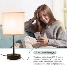 img 3 attached to 💡 Focondot USB Table Lamp with Phone Stand & Dual USB Ports - Set of 2