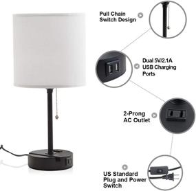 img 2 attached to 💡 Focondot USB Table Lamp with Phone Stand & Dual USB Ports - Set of 2