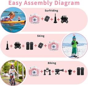 img 3 attached to Pink Waterproof Kids Camera with 1080P HD Video, Underwater Capability, and 32G SD Card - Perfect Birthday Gift to Spark Your Toddler's Creativity!