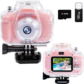 img 4 attached to Pink Waterproof Kids Camera with 1080P HD Video, Underwater Capability, and 32G SD Card - Perfect Birthday Gift to Spark Your Toddler's Creativity!