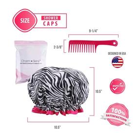 img 1 attached to 🚿 Pack of 4 Reusable Waterproof Shower Caps for Women - Lined Plastic Showercap Hair Cover Caps, Bundled with a Detangling Comb, Ideal for Hair of all Lengths and Thicknesses