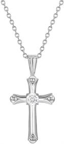 img 4 attached to 👼 Elegant CZ Cross Necklace: Timeless Religious Jewelry for Young Girls - 925 Sterling Silver Pendant with Shiny Cubic Zirconia - Perfect Daily Accessory for Toddlers and Preteens