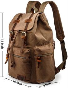 img 2 attached to 🎒 GEARONIC TM 21L Vintage Canvas Backpack for Men - Leather Rucksack Knapsack - 15 inch Laptop Tote Satchel - School Military Army Shoulder Rucksack Hiking Bag - Brown: Quality and Style Combined