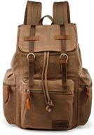 🎒 gearonic tm 21l vintage canvas backpack for men - leather rucksack knapsack - 15 inch laptop tote satchel - school military army shoulder rucksack hiking bag - brown: quality and style combined logo