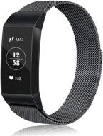 amzpas loop bands compatible with fitbit charge 4 and fitbit charge 3 band metal mesh stainless steel magnetic clasp wristbands for women men (large wellness & relaxation for app-enabled activity trackers logo