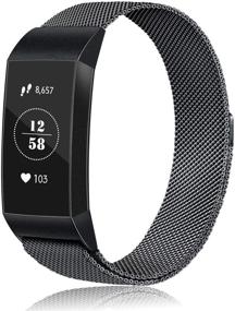 img 3 attached to Amzpas Loop Bands Compatible With Fitbit Charge 4 And Fitbit Charge 3 Band Metal Mesh Stainless Steel Magnetic Clasp Wristbands For Women Men (Large Wellness & Relaxation for App-Enabled Activity Trackers