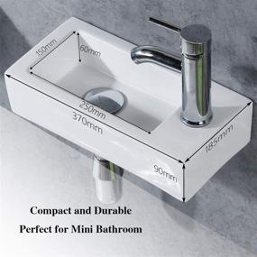 img 3 attached to 💧 Modern White Wall Hung Basin for Bathroom Corner with Rectangular Design - Small Cloakroom Sink, Ceramic Construction - Includes Faucet and No-Overflow Drain