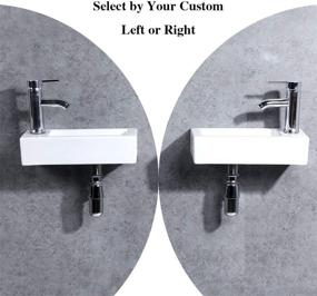 img 1 attached to 💧 Modern White Wall Hung Basin for Bathroom Corner with Rectangular Design - Small Cloakroom Sink, Ceramic Construction - Includes Faucet and No-Overflow Drain