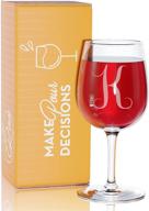 🍷 personalized monogrammed wine glasses for women - engraved a-z - 12.75 oz (k) gifts logo