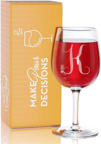 img 4 attached to 🍷 Personalized Monogrammed Wine Glasses for Women - Engraved A-Z - 12.75 Oz (K) Gifts