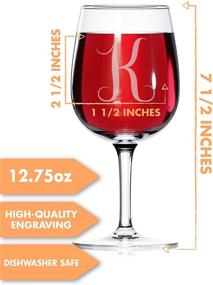 img 3 attached to 🍷 Personalized Monogrammed Wine Glasses for Women - Engraved A-Z - 12.75 Oz (K) Gifts