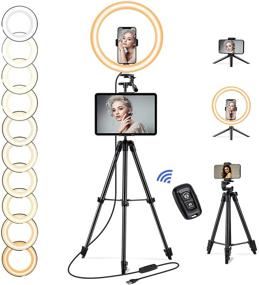 img 4 attached to 📸 Versatile 12.6'' Ring Light with Tripod Stand and Phone Holder for YouTube, Makeup, Photography, and Live Streaming