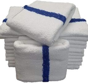 img 2 attached to 🛀 Premium White and Blue Center Stripe Bath Towels - Super Absorbent, Ideal for Pool, Gym, Salon, Hotel, Motel & Rental Space - 6 Pack - Towels N More