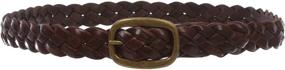 img 1 attached to 👩 Full Grain Solid Two-Tone Vintage Leather Belt for Women - 1 1/4" Braided Woven Cowhide Top with 3D Style