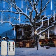 🌟 remote & timer activated led meteor shower rain lights - waterproof icicle snow falling raindrop 30cm 8 tubes cascading lights for outdoor wedding, holiday, and christmas décor - cool white логотип