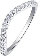 sparkling newshe curved wedding bands: women's stacking sterling silver eternity rings, cz wishbone, sizes 3-13 logo