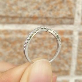 img 2 attached to Sparkling Newshe Curved Wedding Bands: Women's Stacking Sterling Silver Eternity Rings, Cz Wishbone, Sizes 3-13