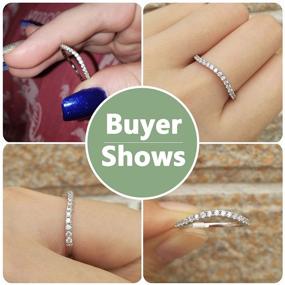 img 3 attached to Sparkling Newshe Curved Wedding Bands: Women's Stacking Sterling Silver Eternity Rings, Cz Wishbone, Sizes 3-13