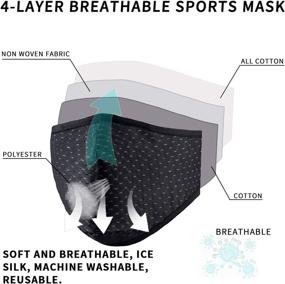 img 3 attached to 🏃 Adjustable Sports Face Mask - Custom Fit, Breathable Fabric, Reusable & Machine Washable, Multi-Layer Design for Running, Gym, Exercise, Workout