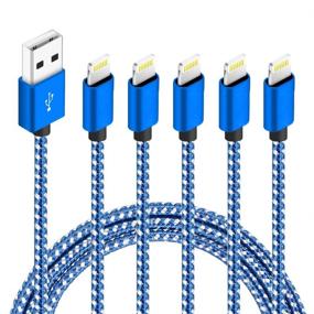 img 4 attached to 5Pack(3Ft 3Ft 6Ft 6Ft 10Ft) IPhone Lightning Charger Cable Nylon Braided USB Charging Cable High Speed Connector Data Sync Cord Compatible With IPhone Xs Max/X/8/7/Plus/6S/6/SE/5S (Blue&Amp