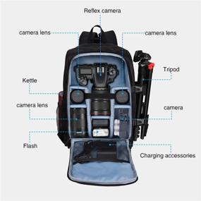 img 1 attached to 📷 Yesker Camera Bag: Waterproof Camera Backpack with Laptop Pocket, Rain Cover, Tripod Holder - Ideal for Women & Men Photographers Traveling with DSLR Cameras, Lenses, and Flashlight