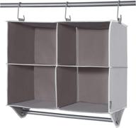 storage maniac 4 section hanging closet organizer: garment rod clearance, fabric shelves + hooks, durable canvas in gray логотип