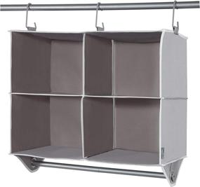 img 4 attached to STORAGE MANIAC 4 Section Hanging Closet Organizer: Garment Rod Clearance, Fabric Shelves + Hooks, Durable Canvas in Gray