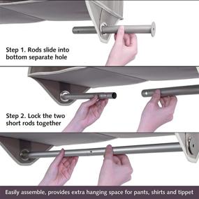 img 1 attached to STORAGE MANIAC 4 Section Hanging Closet Organizer: Garment Rod Clearance, Fabric Shelves + Hooks, Durable Canvas in Gray