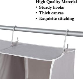 img 2 attached to STORAGE MANIAC 4 Section Hanging Closet Organizer: Garment Rod Clearance, Fabric Shelves + Hooks, Durable Canvas in Gray