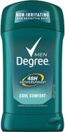 🌬️ degree men antiperspirant deodorant stick cool comfort: 48 hour protection, non-irritating formula, 2.7 oz logo