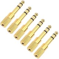 🎧 gold plated 6-pack male 6.35mm (1/4 inch) to female 3.5mm (1/8 inch) headphone jack plug adapter - jolgoo logo