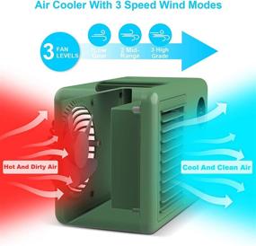 img 3 attached to Portable Cordless Personal Air Cooler with 3 Speed Modes - Rechargeable Mini Air Conditioner Fan for Desktop, Office, Room - 7 Colors Night Light Included!