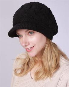 img 2 attached to ❄️ Stay Cozy this Winter with our New Women's Cable Knit Beanie Hat Visor Brim Snow Cap Pom Fleece Scarf Set