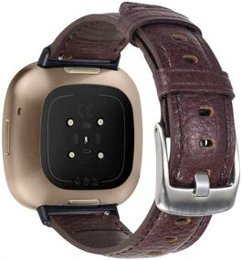 img 3 attached to Leather Bands Compatible With Fitbit Sense/Versa 3