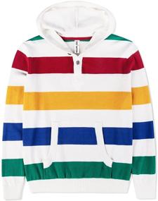 img 4 attached to Kid Nation Boys Hoodies: Stylish Sweaters for Boys 5-12 Years - 100% Cotton, Knit Striped Pullover with Pocket