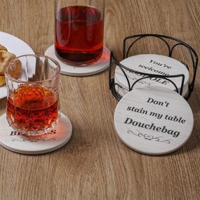 img 3 attached to 🍻 Absorbent and Funny Coasters with Holder - Set of 6 Coasters, Perfect Housewarming Gift for Home Décor, Suitable for Kitchen and Apartment Use - Ideal for Men and Women