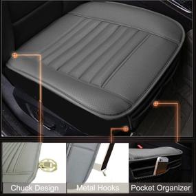 img 2 attached to 🚗 Universal Car Seat Cushion Set - 2PC Front Seat Pad + 1PC Rear Seat Cover for Auto Supplies, Four Season Breathable Seat Cover with PU Leather, Gray