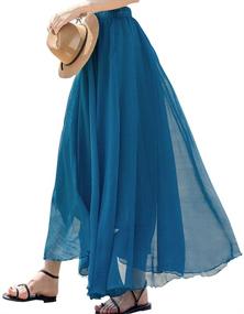 img 3 attached to Teemall Women's Ankle Length Chiffon A-line Retro Skirts with Pleats for Beach Maxi Skirt