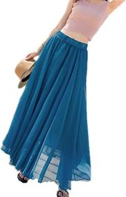 img 1 attached to Teemall Women's Ankle Length Chiffon A-line Retro Skirts with Pleats for Beach Maxi Skirt