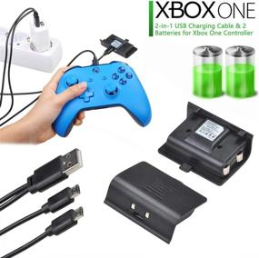 img 2 attached to 🎮 Batmax 2X USB-Output 1100mAh Battery Packs for Xbox One Controllers - Rechargeable Ni-MH + 2-in-1 USB Cable (Black)