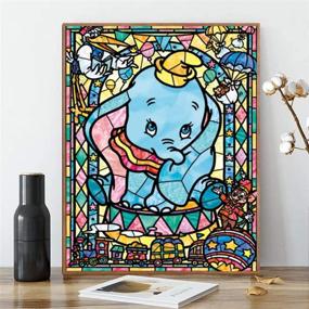 img 4 attached to 🐘 Дисней Дамбо Летающий Слон 20x14 дюймов Набор для творчества по номерам с алмазной вышивкой 5D: Полное наполнение хрустальными алмазами, холст для росписи по номерам - Слон Дисней