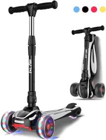 img 4 attached to 🛴 LOL-FUN Toddler Scooter: 3 Wheel LED Lights, Foldable Kick Scooter for Kids 3-12 Years Old with Adjustable Height and Lean-to-Steer